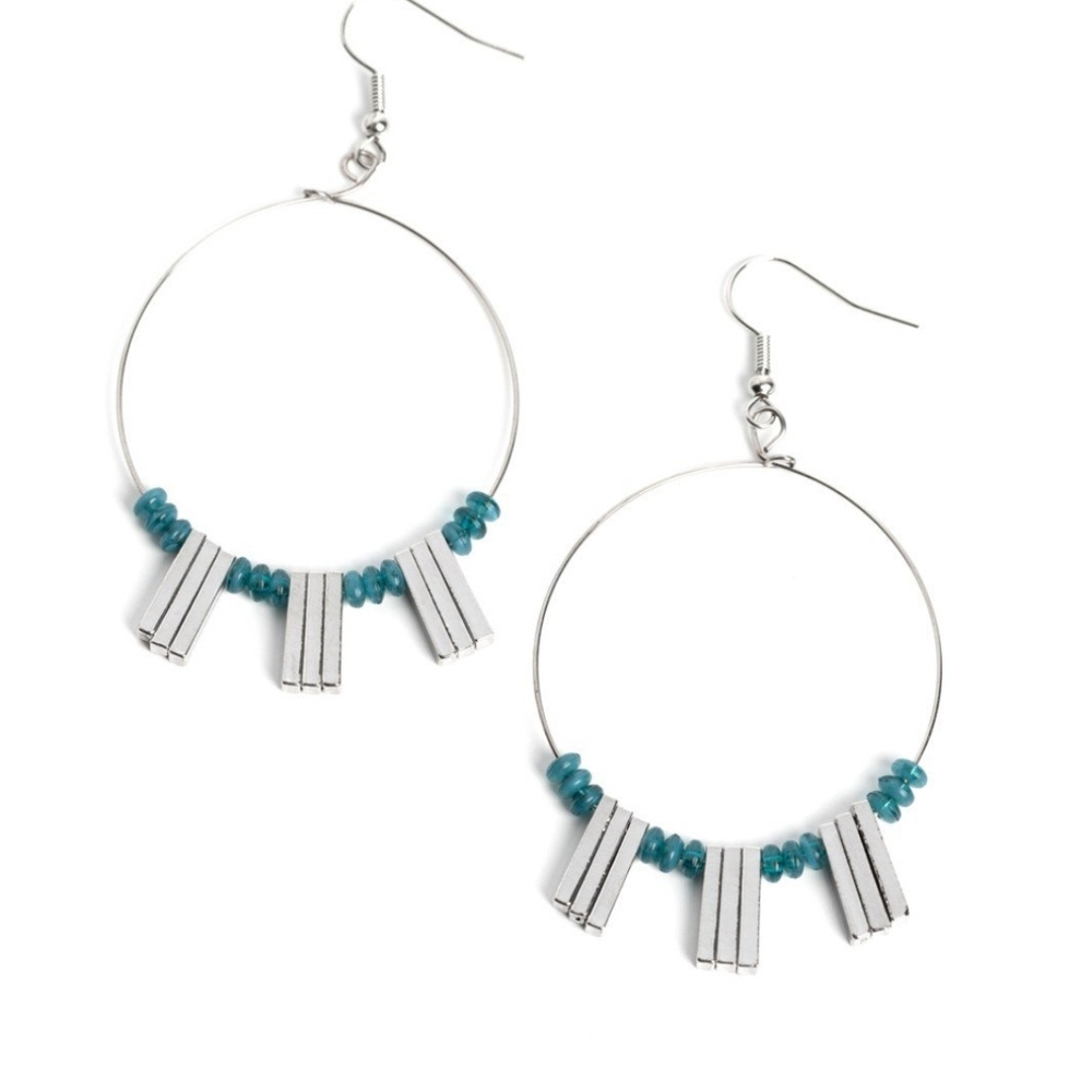 Silver and Blue Hoop Earrings Luxe Lagoon Fashion Jewelry